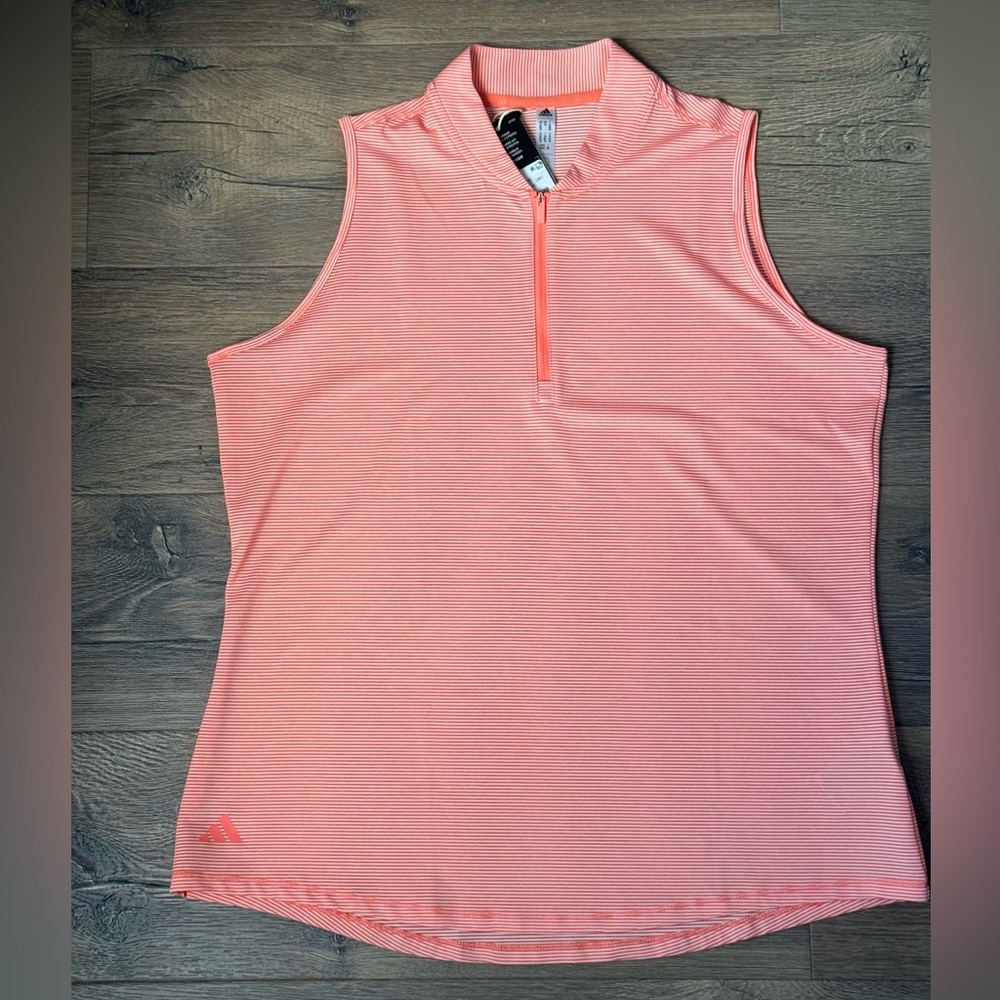 Adidas Striped Sleeveless Golf Polo Size XL NWT
